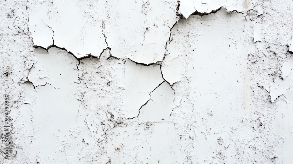 A close-up of a cracked white wall showcasing texture and age, ideal for backgrounds in design and art projects. A close-up of a cracked white wall showcasing texture and age, ideal for backgrounds in design and art projects.
