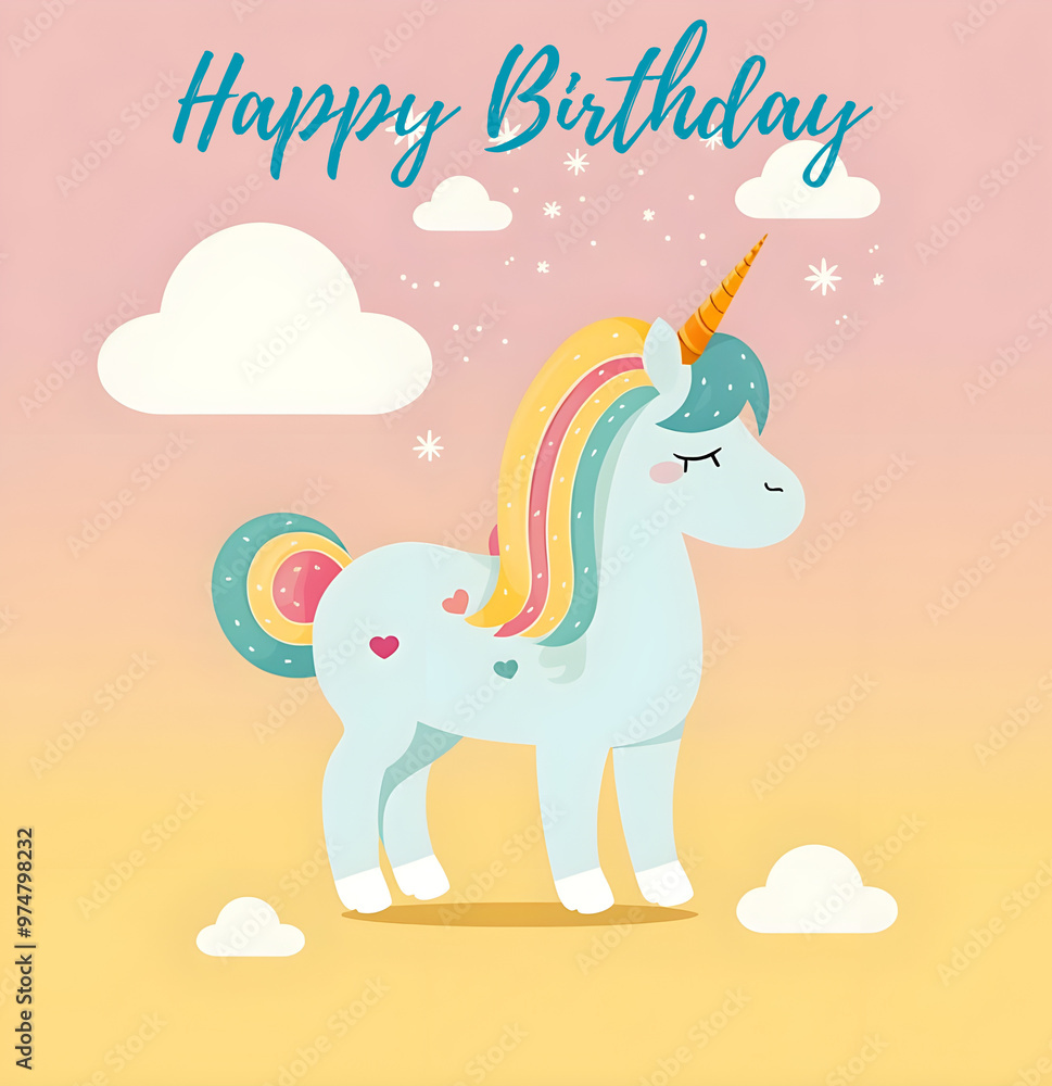 Fototapeta premium HAPPY BIRTHDAY FROM YOUR LITTLE UNICORN