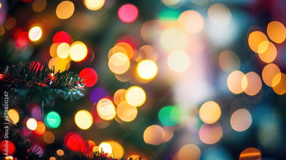 Defocused background of twinkling Christmas lights creating a festive atmosphere Defocused background of twinkling Christmas lights creating a festive atmosphere