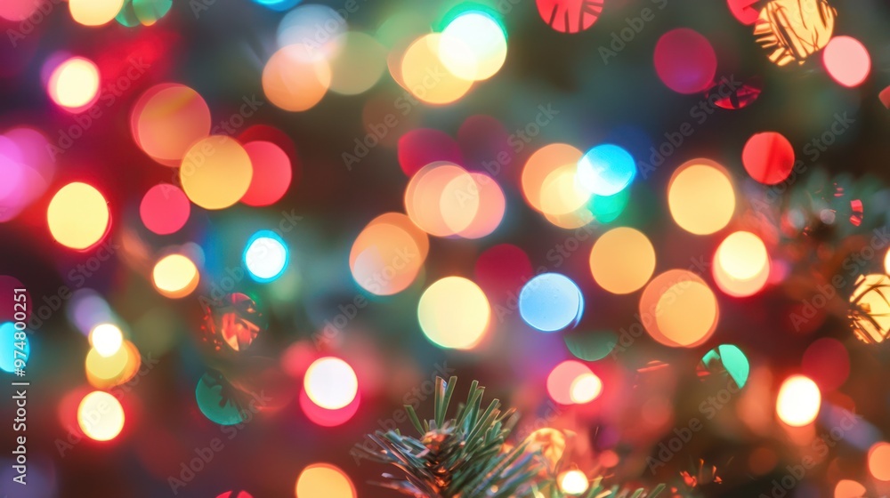Defocused background of twinkling Christmas lights creating a festive atmosphere Defocused background of twinkling Christmas lights creating a festive atmosphere