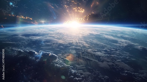 Fototapeta Naklejka Na Ścianę i Meble -  Breathtaking Aerial View of Majestic Planet Earth in Cosmic Splendor