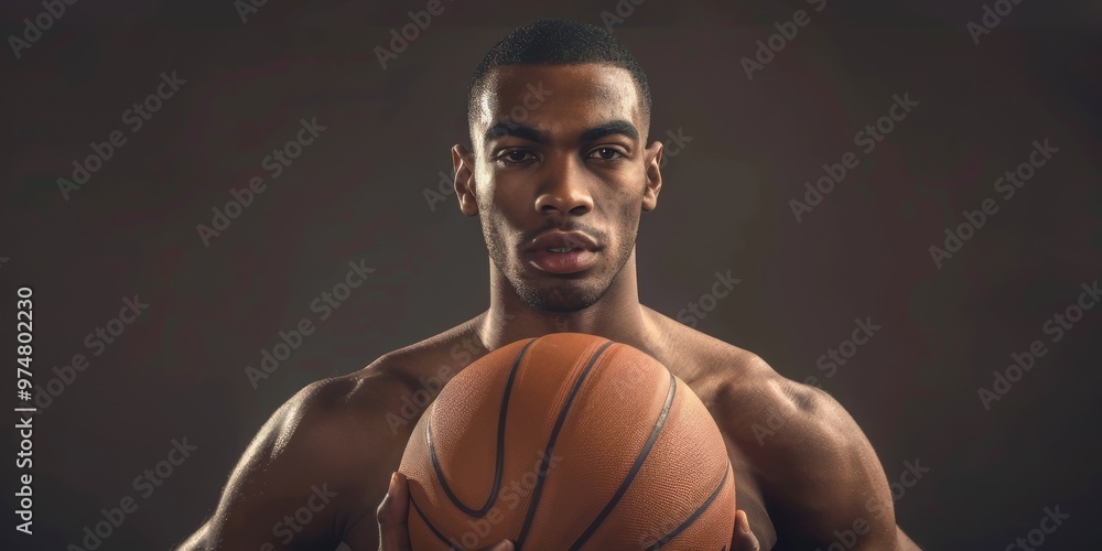 Focused Basketball Player Holding a Ball Focused Basketball Player Holding a Ball