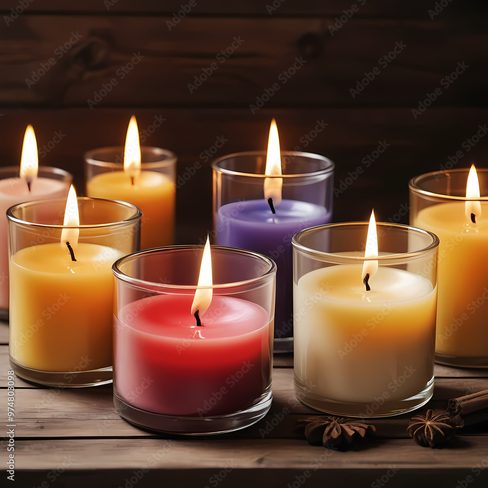 Aromatherapy Candles on Wooden Table Aromatherapy Candles on Wooden Table