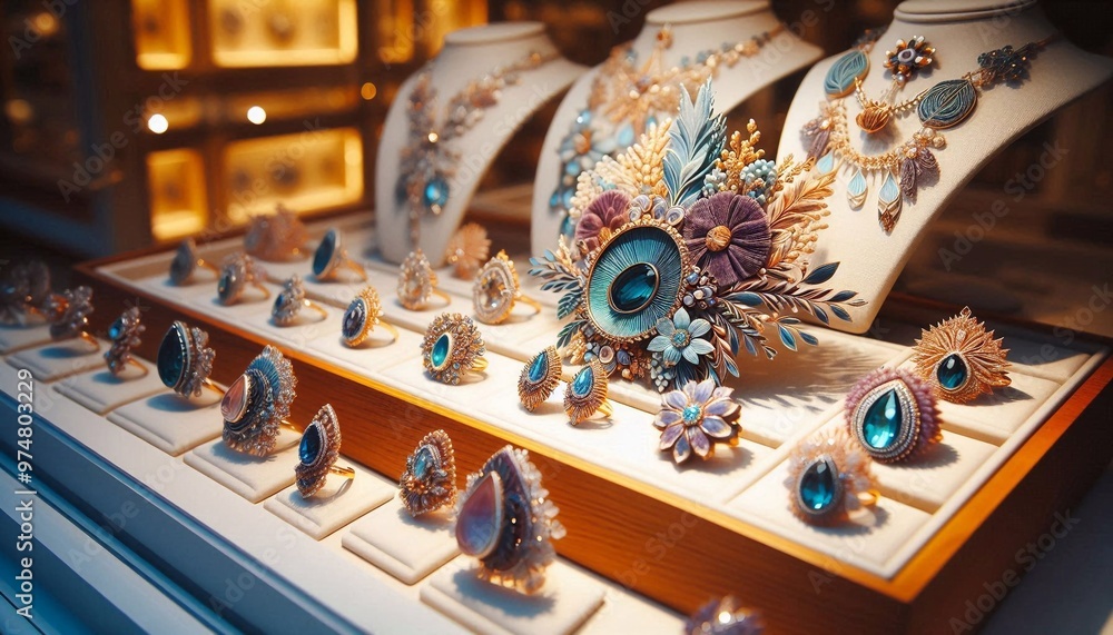 Handgefertigter Schmuck in einem Juwelier Handgefertigter Schmuck in einem Juwelier