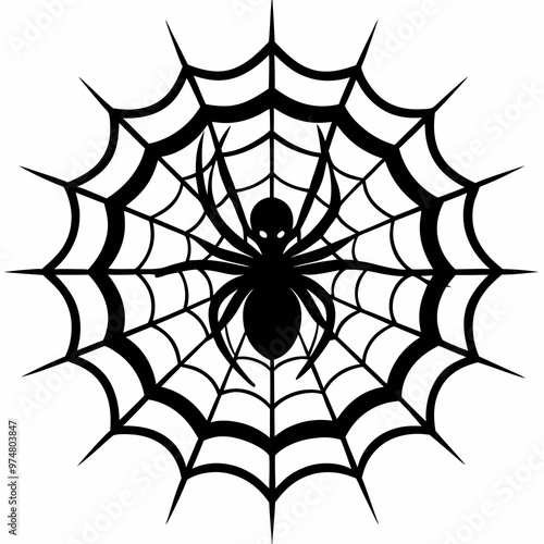 spider on web silhouette vector illustration
