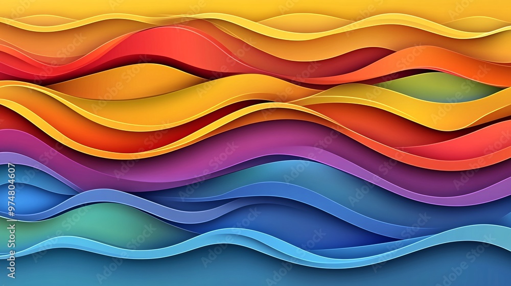 Obraz premium Abstract colorful wavy pattern with a 3D effect.