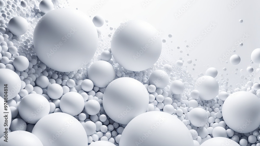 A visually appealing arrangement of white spheres creating a sense of depth and texture. A visually appealing arrangement of white spheres creating a sense of depth and texture.