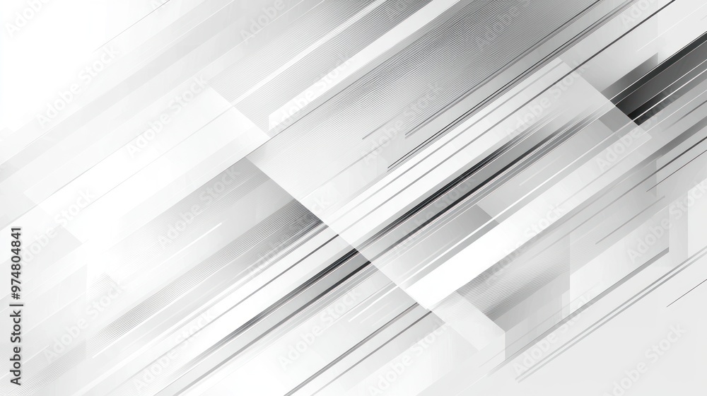 Obraz premium Geometric architecture abstract background with subtle diagonal gray and white lines and tech elements