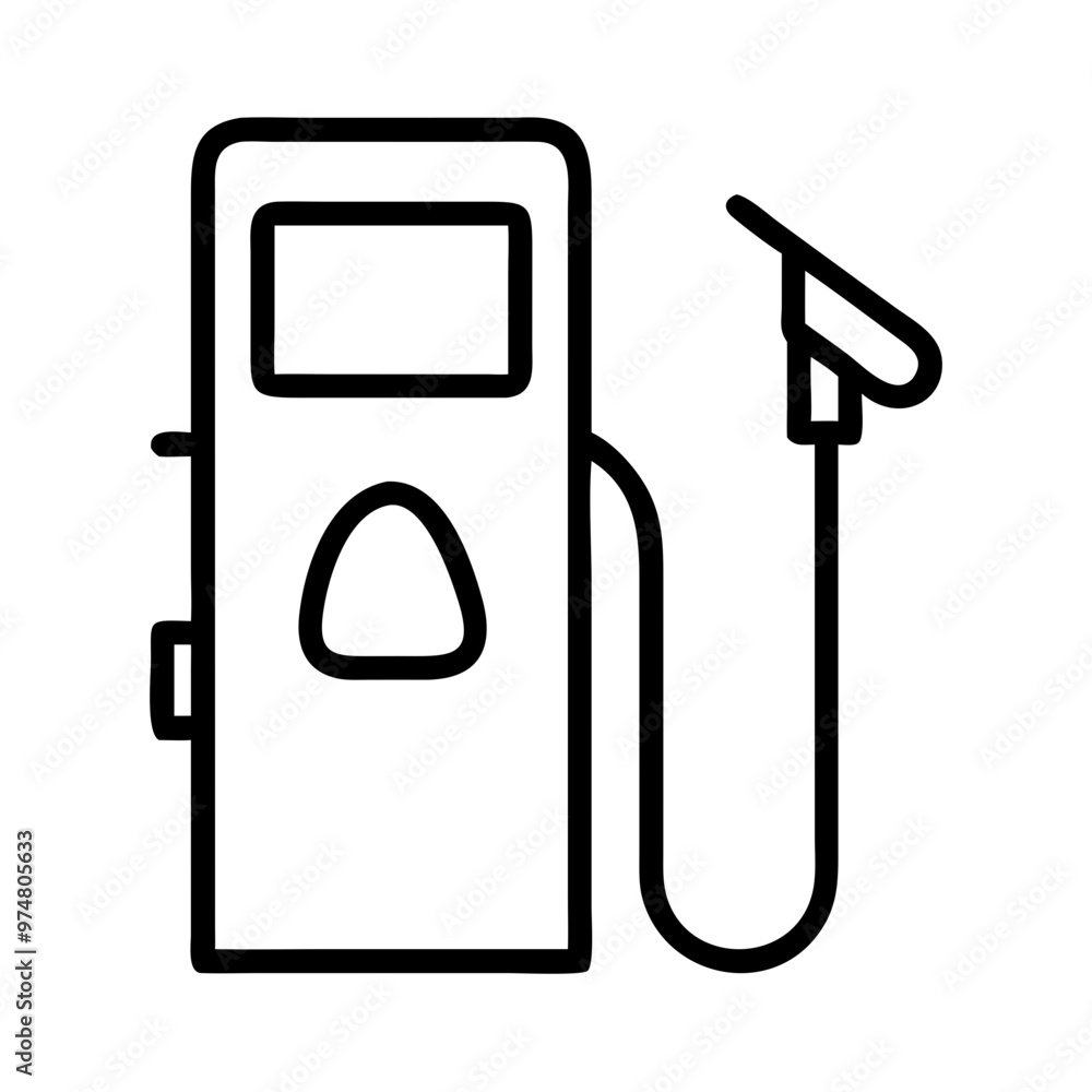Gas Station in Black and White Vector Illustration Gas Station in Black and White Vector Illustration