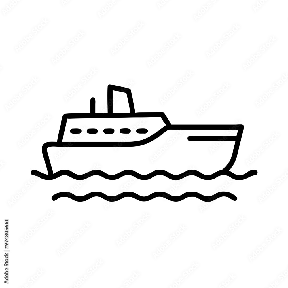 Cruise Ship Front View in Black and White Vector Illustration Cruise Ship Front View in Black and White Vector Illustration
