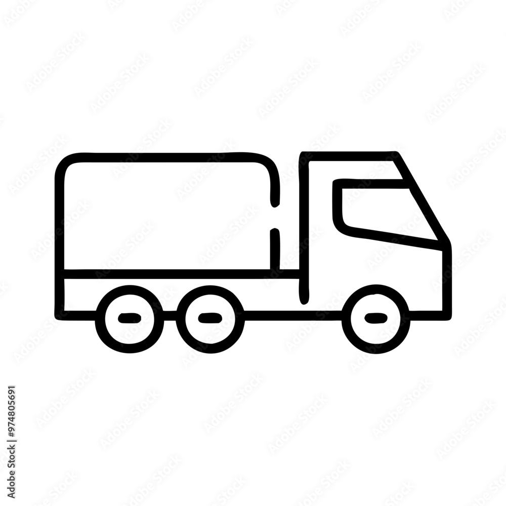 Semi-Truck Side View in Black and White Vector Illustration Semi-Truck Side View in Black and White Vector Illustration