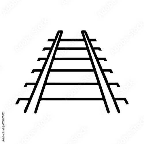 Railroad Tracks Perspective in Black and White Vector Illustration