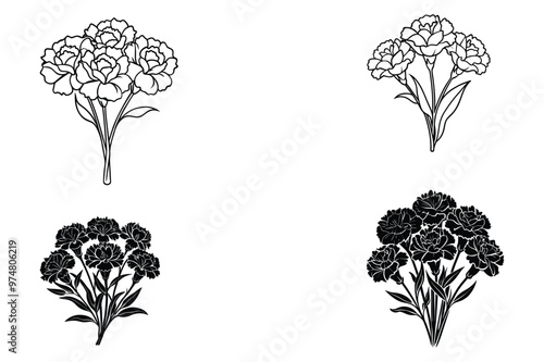 This is jasmine flowers black and white design illustration