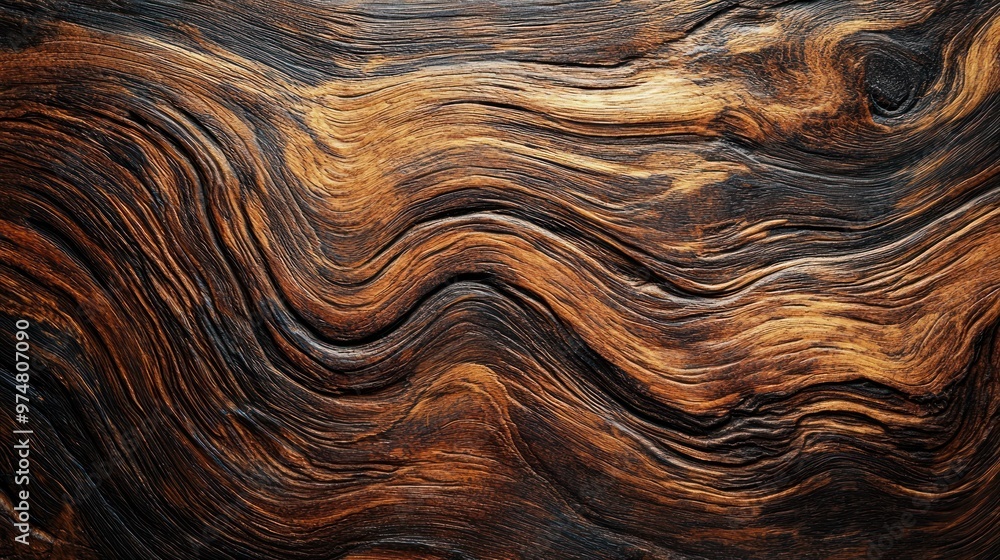 Brown wood surface with an abstract, elegant grain pattern Brown wood surface with an abstract, elegant grain pattern