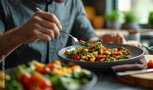 Healthy, vibrant vegetarian salad on plate