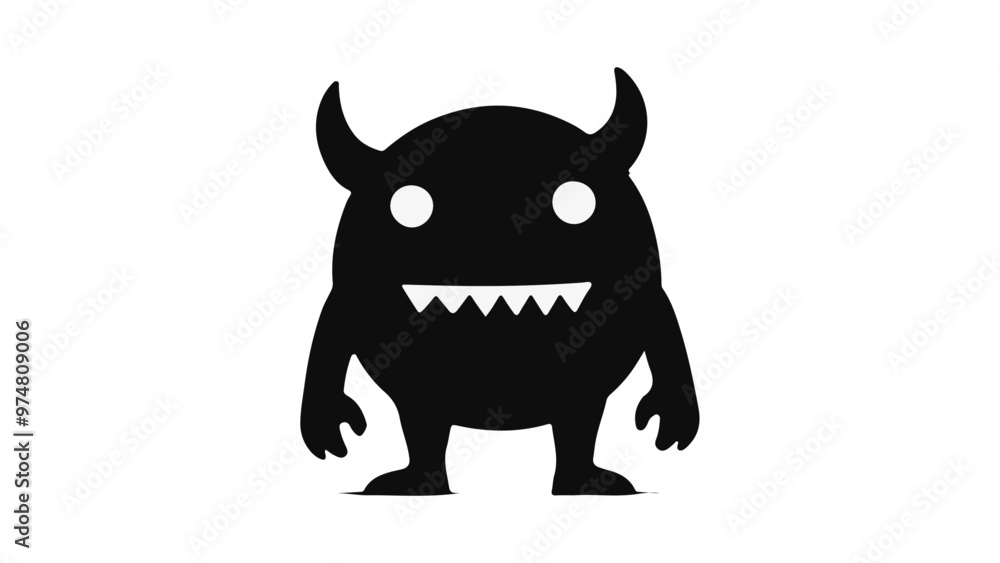 simple cartoon monster black vector illustration simple cartoon monster black vector illustration