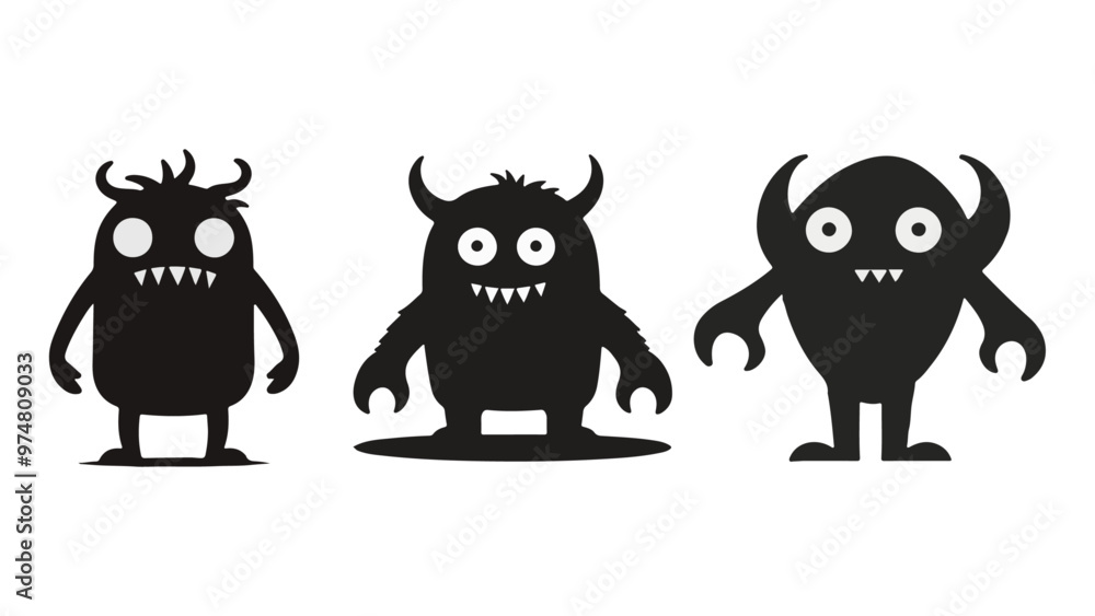 set of simple shape monster illustrations set of simple shape monster illustrations
