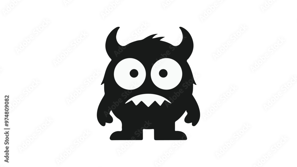 circle sad cute monster with horns circle sad cute monster with horns