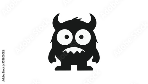 circle sad cute monster with horns