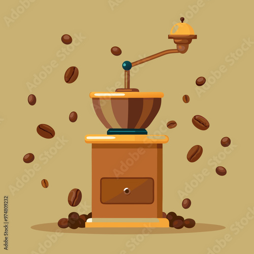 coffee grinder and coffee beans