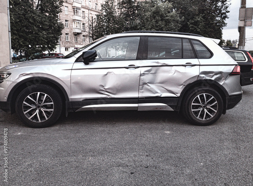 SUV car is beaten of left side