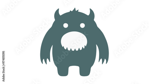 green amazed monster shape vector simple illustration