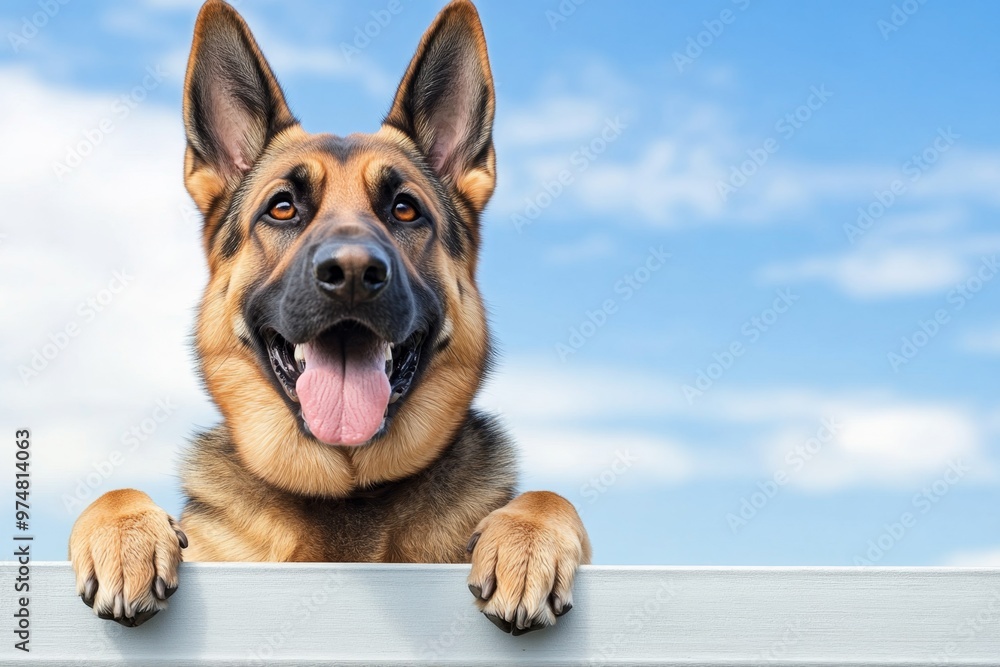 Obraz premium Shepherd Dogs in Competitive Sports represented in a sports-themed infographic, focusing on shepherd breeds excelling in competitions like Schutzhund and agility trials