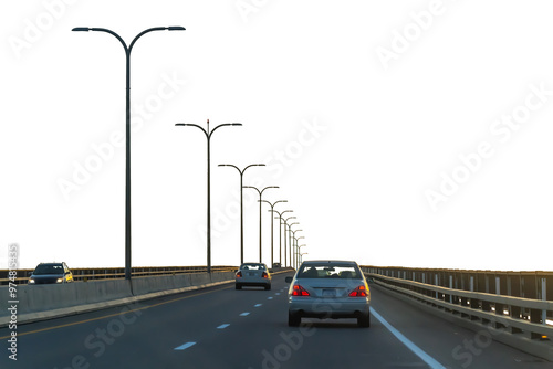 Traffic on a highway on transparent background. PNG file