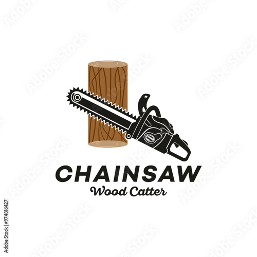 chainsaw logo vector template illustration design