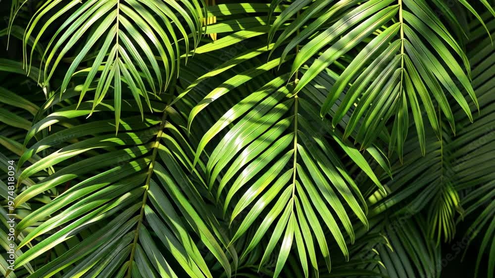 Exploring a vibrant tropical landscape filled with lush green palm leaves under bright sunlight Exploring a vibrant tropical landscape filled with lush green palm leaves under bright sunlight