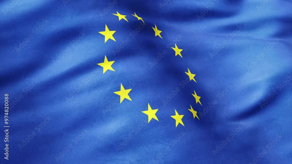 Flag of European Union Animation Stock Video - EU Flag Waving in Loop and Fabric Textured - 4K Flag of European Union Animation Stock Video - EU Flag Waving in Loop and Fabric Textured - 4K