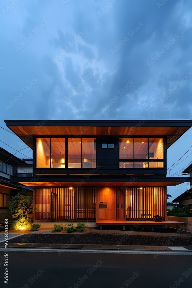 Modern Japanese House with Wooden Exterior and Large Windows Modern Japanese House with Wooden Exterior and Large Windows