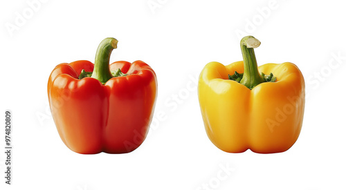 Red Bell Pepper Yellow Bell Pepper Transparent Background Isolated Image photo