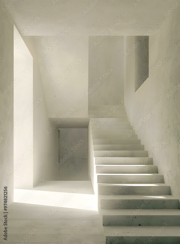 Fototapeta premium Abstract Minimalist Concrete Staircase Interior Design