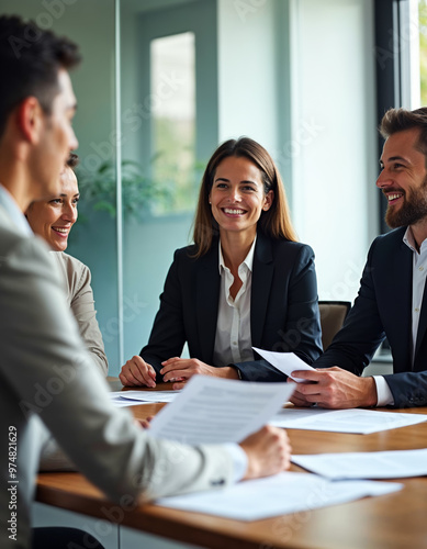 Diverse business team reviewing documents collaboration meeting teamwork success concept