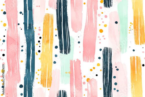 Abstract striped brush strokes watercolor painting patterns, Cute seamless pattern design element.
