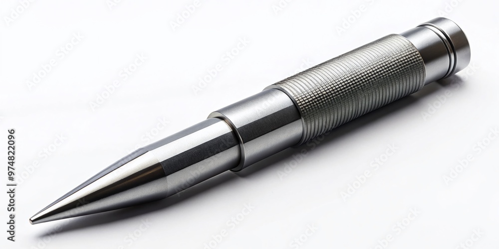 A sleek, compact self-defense tool made of durable metal with a rounded end and a pointed tip lies A sleek, compact self-defense tool made of durable metal with a rounded end and a pointed tip lies