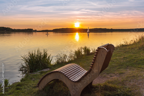Foto Summer landscape of Lake Rothsee during sunset near Nuremberg in Bavaria in Germ