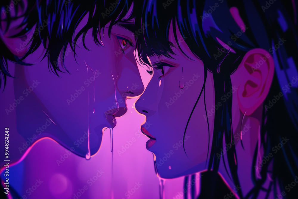 A couple of people are kissing and one of them is crying A couple of people are kissing and one of them is crying