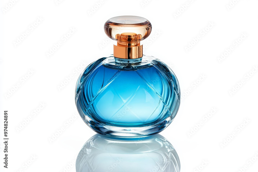 Isolated perfume bottle with reflections on white background, Isolated perfume bottle with reflections on white background,