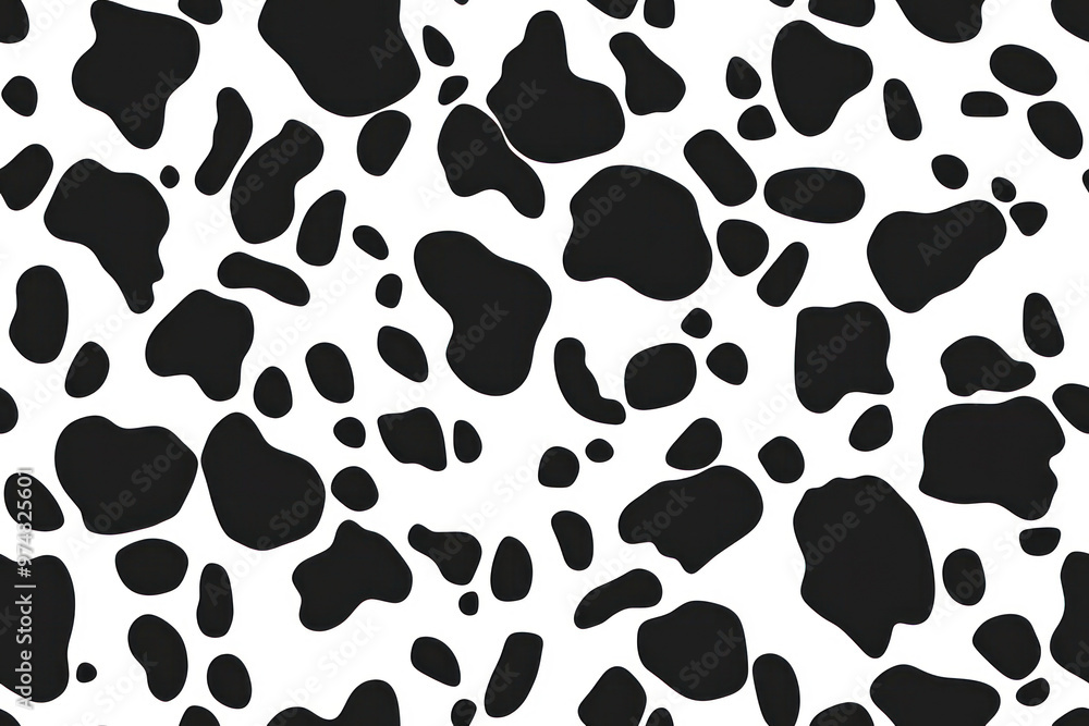 Seamless Black and White Cow Print Pattern Vector. Seamless Black and White Cow Print Pattern Vector.