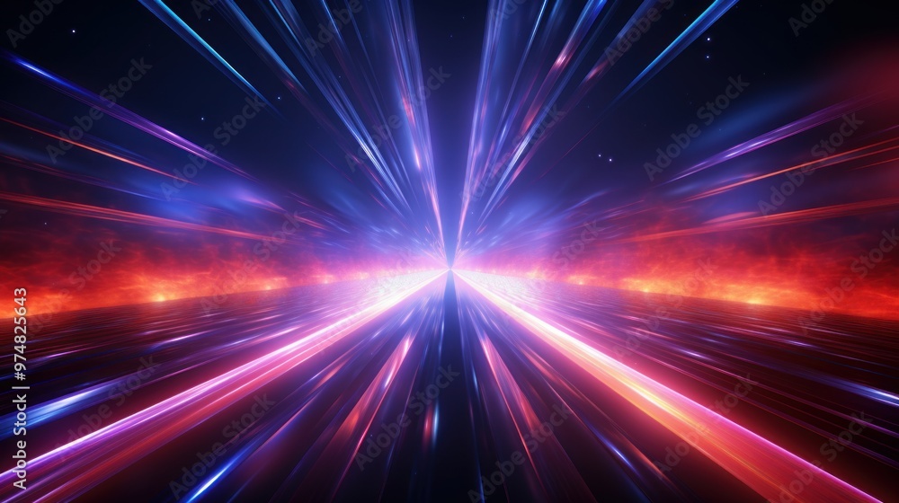 Fototapeta premium Neon Tech Waves Abstract Light Flow