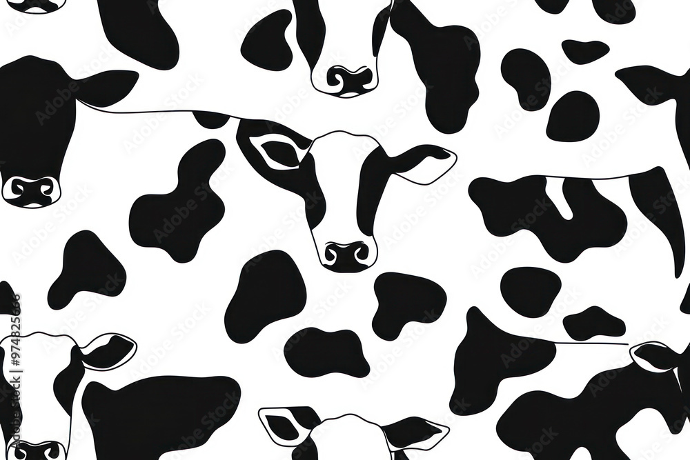 Seamless Black and White Cow Print Pattern Vector. Seamless Black and White Cow Print Pattern Vector.