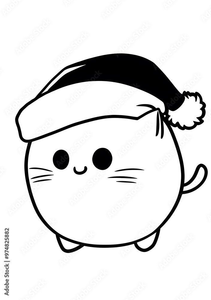 Cute Cartoon Cat Wearing Santa Hat Illustration Cute Cartoon Cat Wearing Santa Hat Illustration