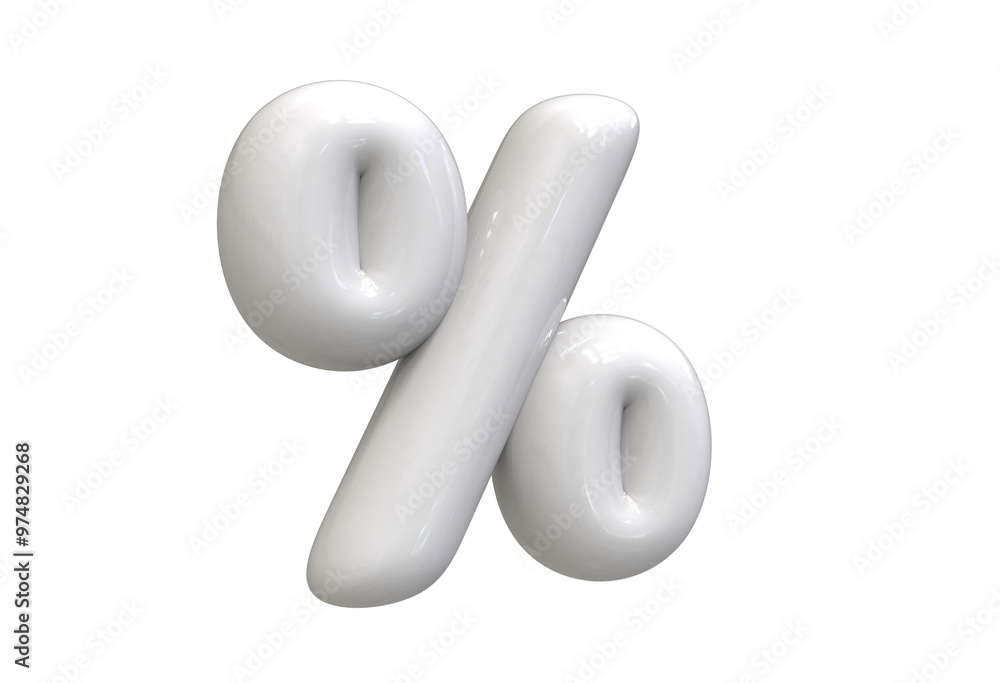 Number percent 3D balloon render collection with color white Number percent 3D balloon render collection with color white