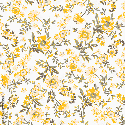 Flowers seamless pattern. vector illustration. Abstract flowers, floral vector with leaves