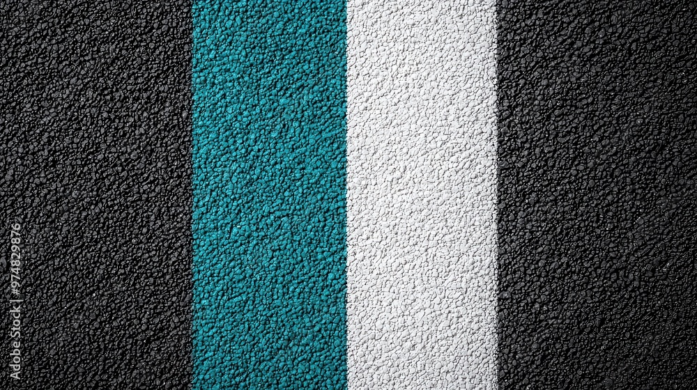 Fototapeta premium A close-up of newly painted road lines on a smooth asphalt surface, ready for traffic road lines, asphalt, smooth surface