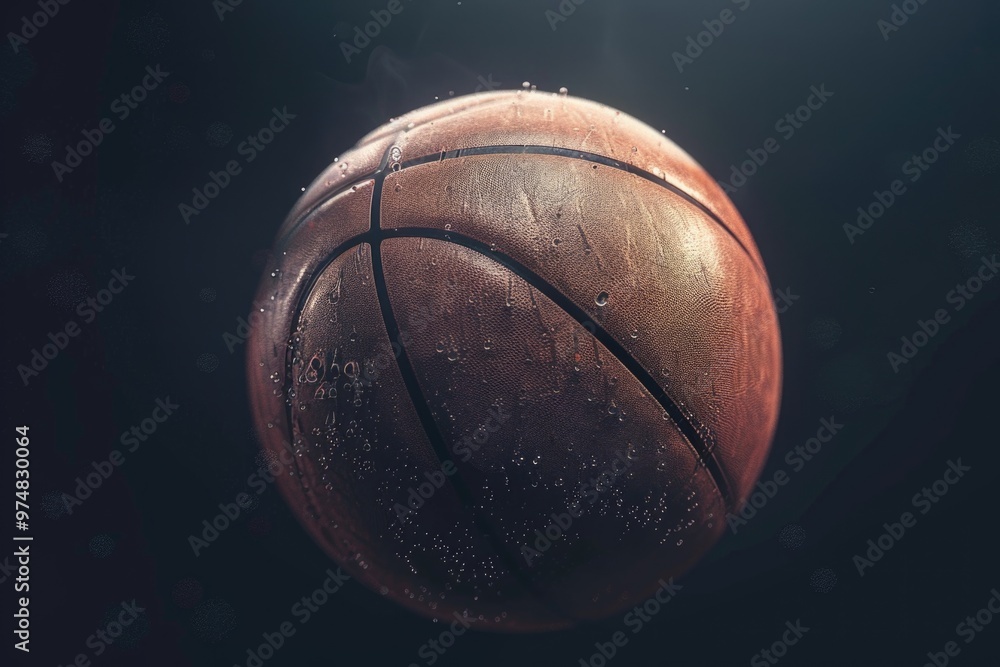 Fototapeta premium Close-up shot of a basketball ball on a dark background