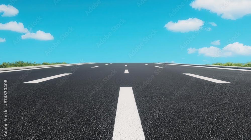 A sleek, modern freeway with smooth, dark asphalt and clear lane markings, under a bright blue sky freeway, asphalt, smooth road A sleek, modern freeway with smooth, dark asphalt and clear lane markings, under a bright blue sky freeway, asphalt, smooth road