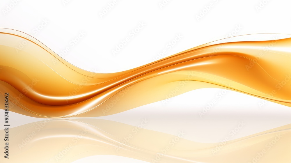 Flowing Golden Wave of Light on White Backdrop Flowing Golden Wave of Light on White Backdrop